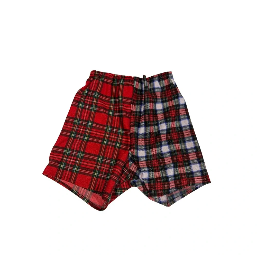 Vintage Kid Duds Kids Red‎ Plaid Pajama Set Size 6 Long Sleeve Shirt Shorts USA